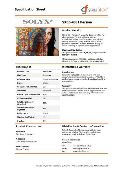 SXEG-4881 Persian Specification Sheet