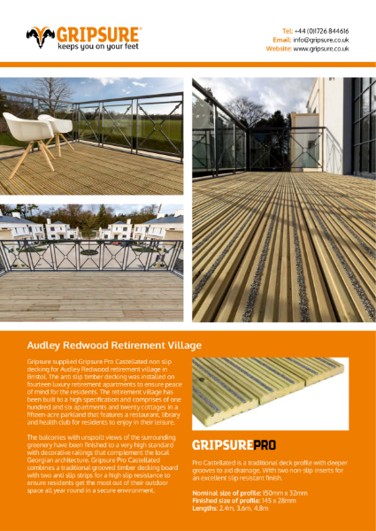 Non-slip decking case study: Retirement apartments