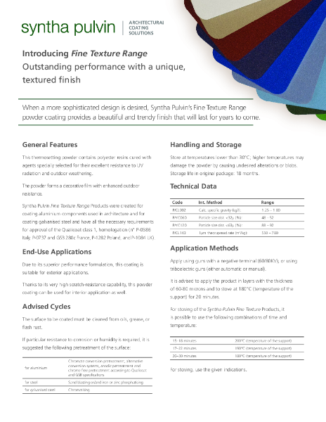 Product Data Sheet Fine Texture collection
