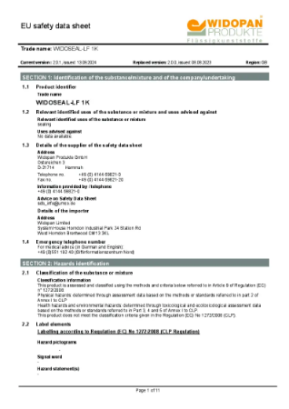 MSDS WIDOSEAL-LF 1K