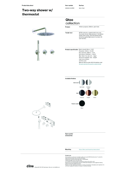 Two-way shower with thermostat (data sheet)