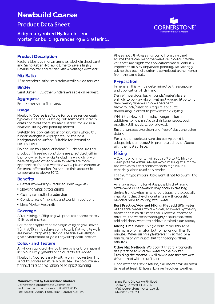 Newbuild Coarse - Product Datasheet