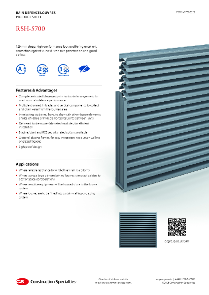 CS RSH-5700 Rain Defence Louvre Product Sheet (02.25)