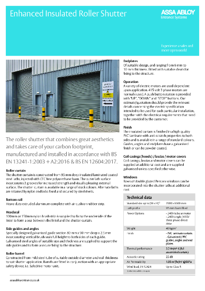 ASSA ABLOY Enhanced Insulated Roller Shutter Product Leaflet