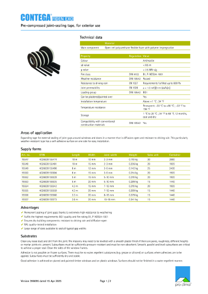Contega Fiden Exo Technical Datasheet
