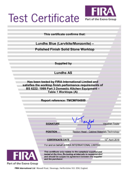 Fira Certification - Lundhs Blue