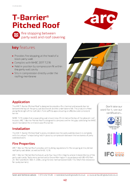 T-Barrier Pitched Roof Data Sheet