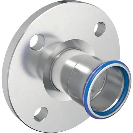 Geberit Mapress Stainless Steel Flange PN 10/16, With Pressing Socket (FKM, Blue)