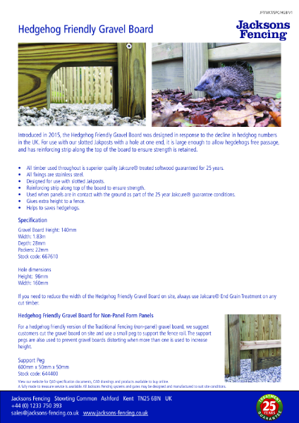 Hedgehog Friendly Gravel Board