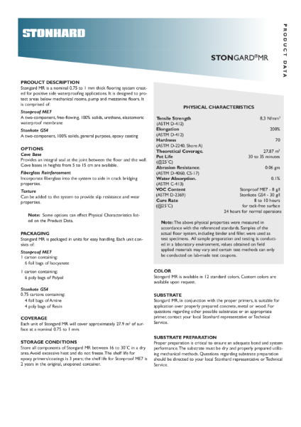 Stongard MR Resin Flooring and Waterproofing System