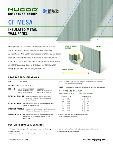 Mesa Insulated Panel Specifications