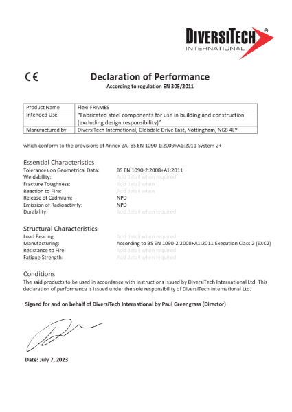 Declaration of Performance - Flexi Frames 2023