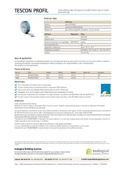 Tescon Profil Technical Datasheet