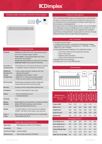 PLXE NC Spec Sheet