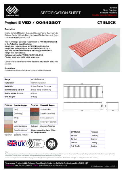 3200 X 990 X 640 Extended CT Block Specification Sheet VED0044320T