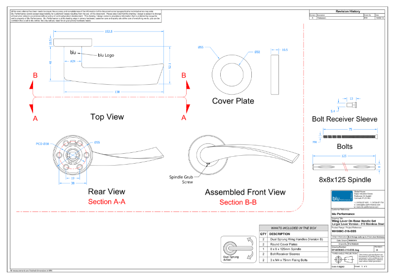 BLU™ - WH900 Wing Lever Door Handle CAD