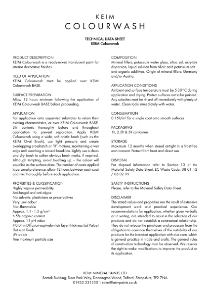 Keim Colourwash Technical Data Sheet