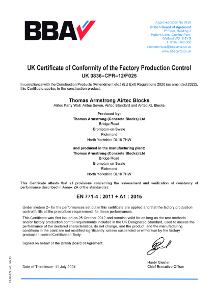 FPC Certificate - Airtec Blocks