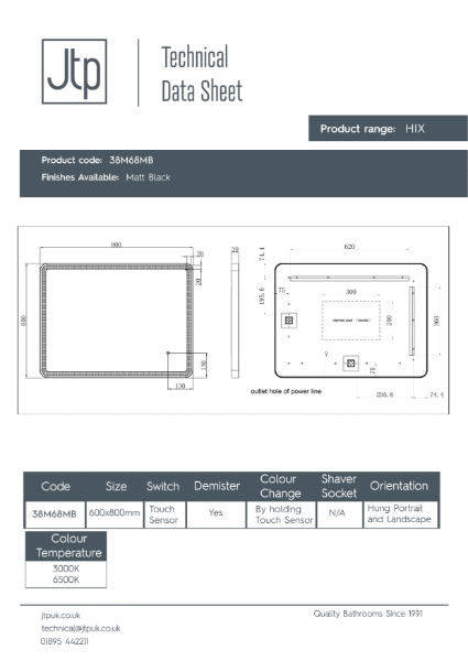 HIX Mirrors With Light – Product Data Sheet