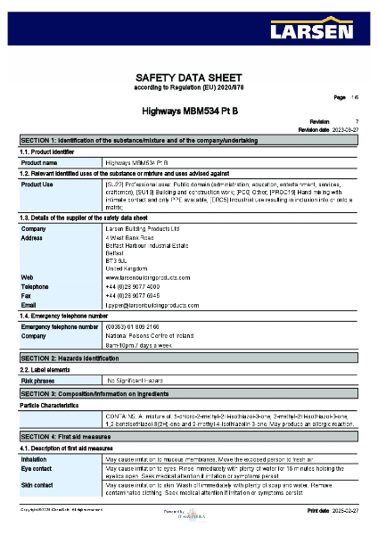 SDS - Highways MBM534 Pt B