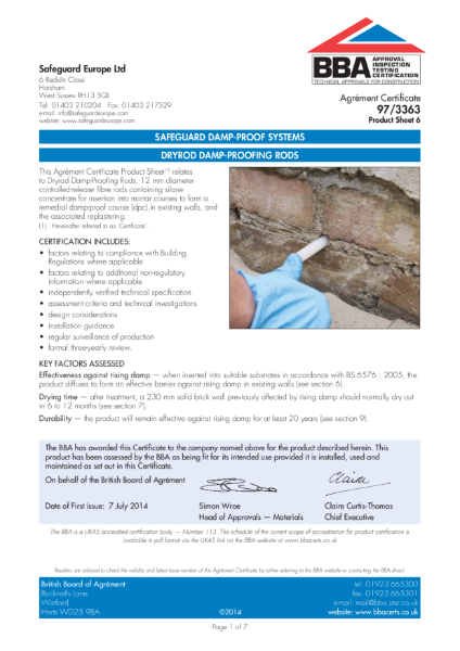 97/3363 Chemical damp-proof systems