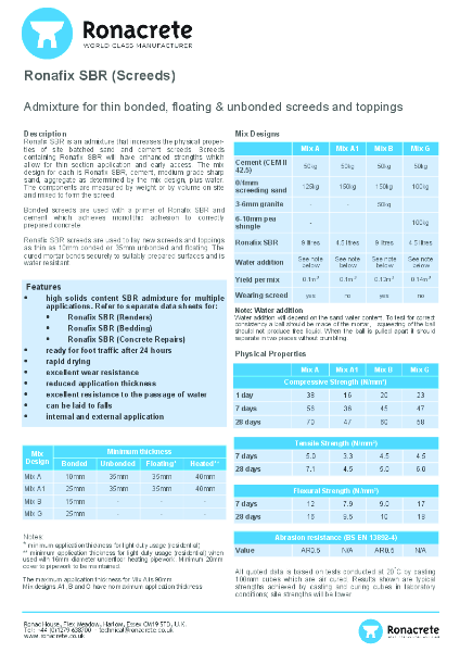 Ronafix SBR (Screeds) TDS