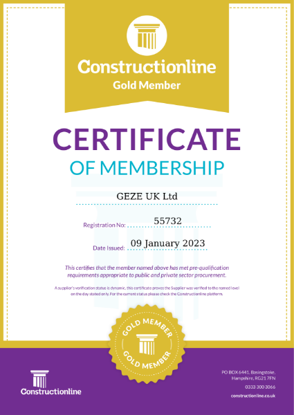 Constructionline Gold Member Certificate of Membership