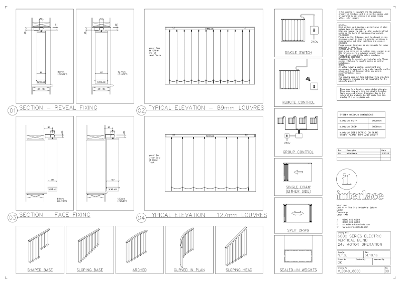 6000 Series Vertical Blind - Drawing Motorised