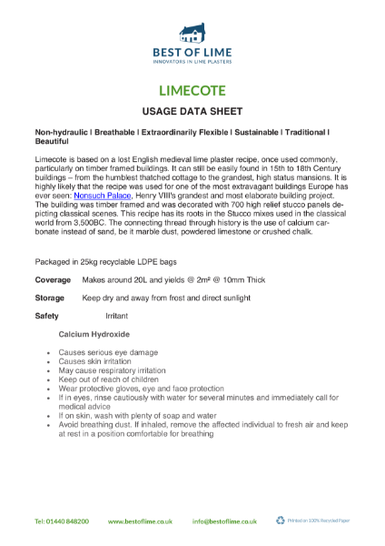 Limecote Data Sheet