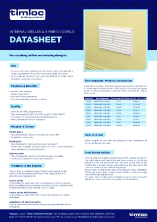 Internal Grilles & Airbrick Cowls Datasheet