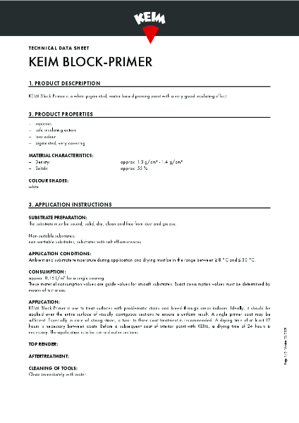 Keim Blockweiss Technical Data Sheet