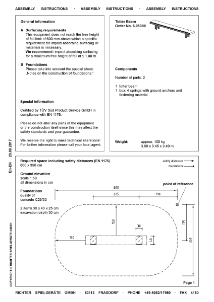 Timberplay Balancing Equipment - Totter Beam - Assembly Instructions