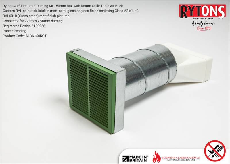 Rytons A1® Fire-rated 150 mm Dia. Ducting Kits with Triple Air Bricks