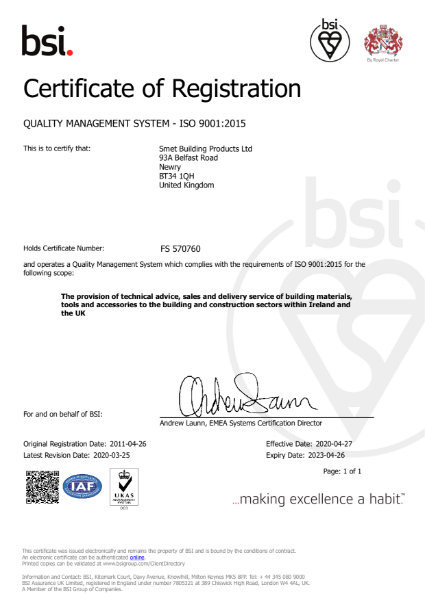 BSI Certificate of Registration ISO 9001:2015