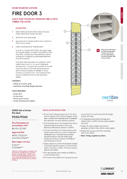 LVN25 into timber fire door (Door 3)