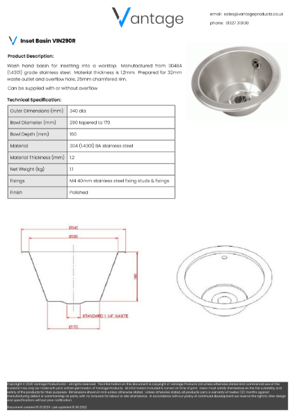 Product Data Sheet - VIN290R