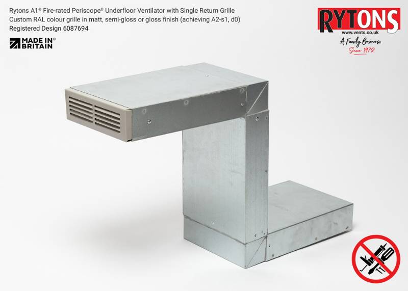 Rytons A1 Fire-rated Periscope® Underfloor Ventilator with Single Air Brick Grille