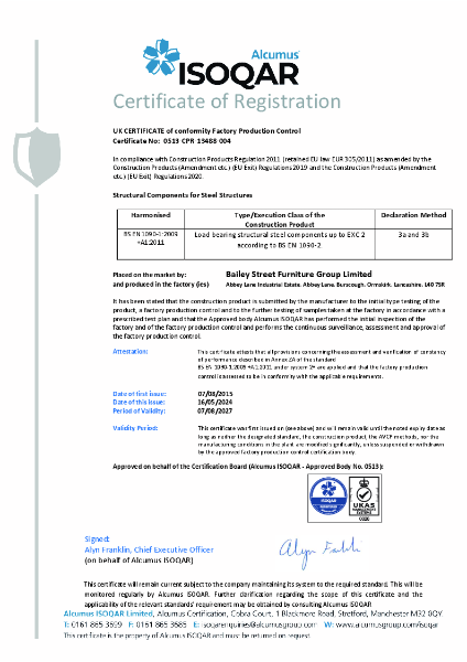 BSFG - BS EN 1090-1:2009 FPC Certificate (07.2025)