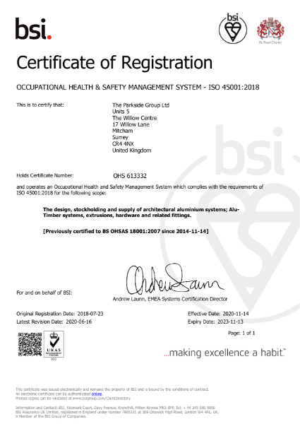 OHSAS 45001:2018 Certificate