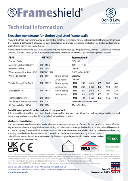 Frameshield Data Sheet Issue 9 - Nov 2023