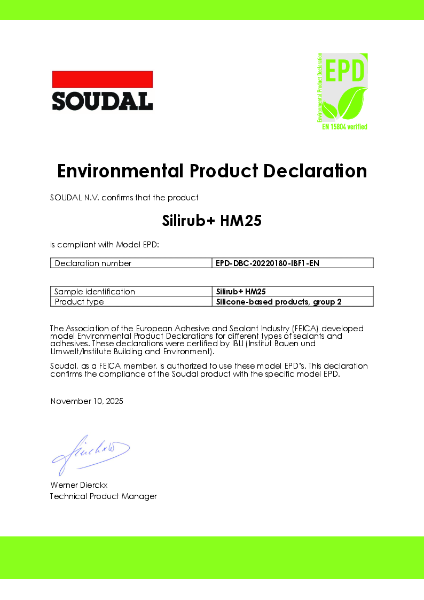 Environmental Product Declaration - Silirub+ HM25