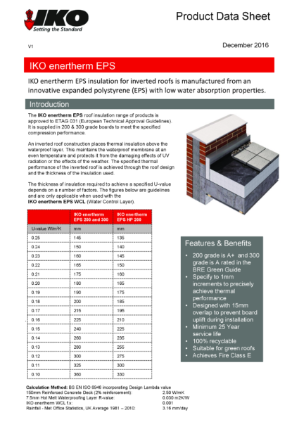 Technical Data Sheet (TDS) - IKO enertherm EPS