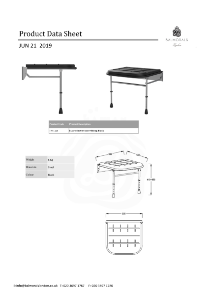 i.Care shower seat with leg Black