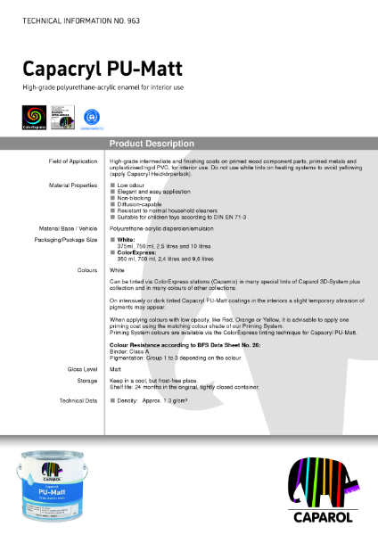 PU-Matt - Technical Data Sheet