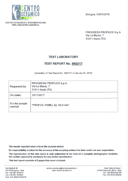 TEST FOR PRFOIL PANEL