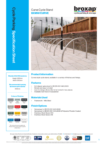 Curve Cycle Stand Specification Sheet