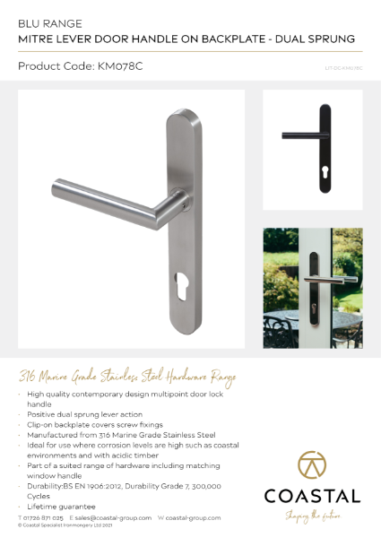 BLU™ - KM078B Mitre Lever Door Handle Data Card