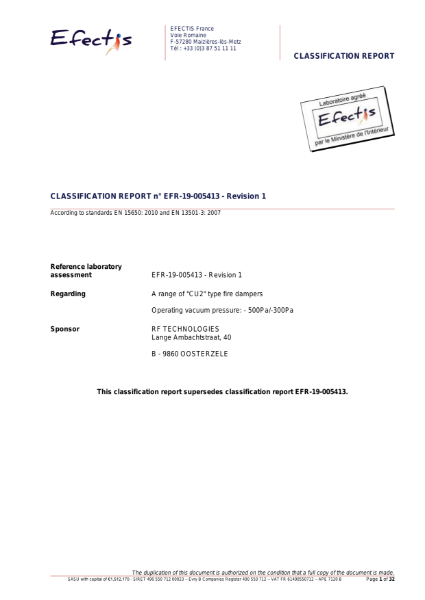 CU2 Classification Report Efectis