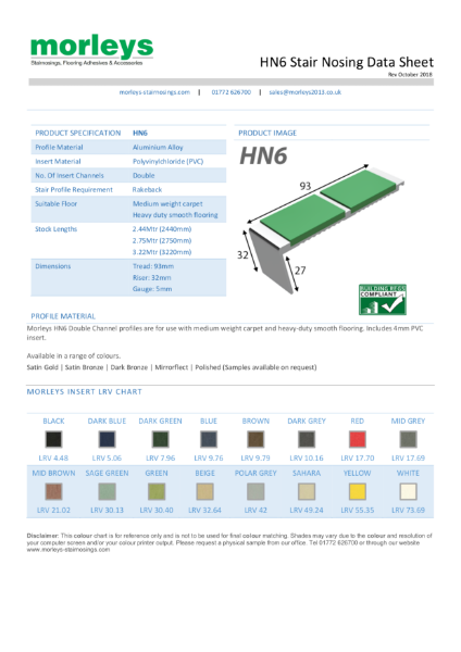 HN6 83° Rakeback Double Channel Stair Nosing / Stair  Edging for Carpet