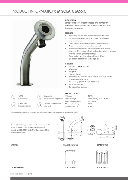 Product Information Sheet - miscea CLASSIC